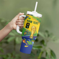 Personalized Brasil Rumo ao Hexa 26 Tumbler With Handle World Trophy Gold Tropical Plants Carnival Style