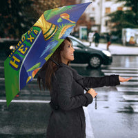 Personalized Brasil Rumo ao Hexa 26 Umbrella World Trophy Gold Tropical Plants Carnival Style
