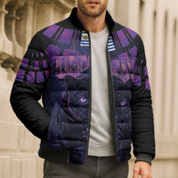 Custom Uruguay National Football Bomber Puffer Jacket La Celeste South America Wildcat Neon Graphic