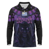 Custom Uruguay National Football Long Sleeve Polo Shirt La Celeste South America Wildcat Neon Graphic