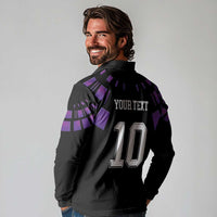 Custom Uruguay National Football Long Sleeve Polo Shirt La Celeste South America Wildcat Neon Graphic