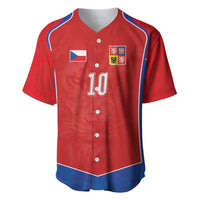 Custom Czechia National Football Baseball Jersey Halftone Lion Graphic T90 Style