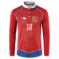 Custom Czechia National Football Button Sweatshirt Halftone Lion Graphic T90 Style