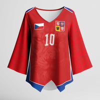 Custom Czechia National Football Kimono Sleeve Blouse Halftone Lion Graphic T90 Style