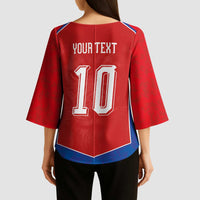 Custom Czechia National Football Kimono Sleeve Blouse Halftone Lion Graphic T90 Style