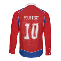 Custom Czechia National Football Long Sleeve Button Shirt Halftone Lion Graphic T90 Style