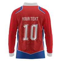 Custom Czechia National Football Long Sleeve Polo Shirt Halftone Lion Graphic T90 Style