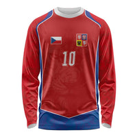 Custom Czechia National Football Long Sleeve Shirt Halftone Lion Graphic T90 Style