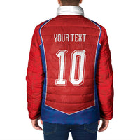 Custom Czechia National Football Padded Jacket Halftone Lion Graphic T90 Style