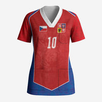 Custom Czechia National Football Scrub Top Halftone Lion Graphic T90 Style