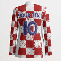 Custom Hrvatska National Football Blazer Checkerboard Sketch Style