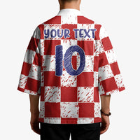 Custom Hrvatska National Football Kimono Checkerboard Sketch Style