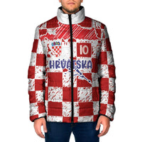 Custom Hrvatska National Football Padded Jacket Checkerboard Sketch Style