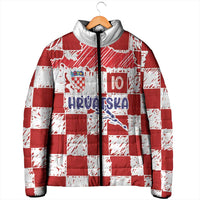 Custom Hrvatska National Football Padded Jacket Checkerboard Sketch Style