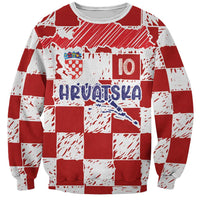 Custom Hrvatska National Football Sweatshirt Checkerboard Sketch Style