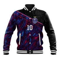 Custom France National Football Baseball Jacket Les Bleus Feather Pattern Abstract Fleur-De-Lis Art