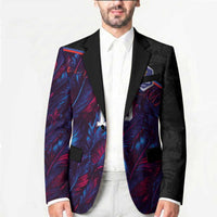 Custom France National Football Blazer Les Bleus Feather Pattern Abstract Fleur-De-Lis Art