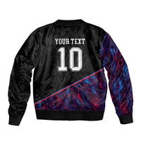 Custom France National Football Bomber Jacket Les Bleus Feather Pattern Abstract Fleur-De-Lis Art