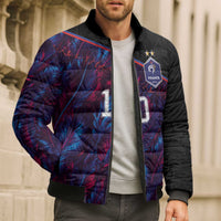 Custom France National Football Bomber Puffer Jacket Les Bleus Feather Pattern Abstract Fleur-De-Lis Art