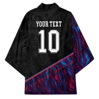 Custom France National Football Kimono Les Bleus Feather Pattern Abstract Fleur-De-Lis Art