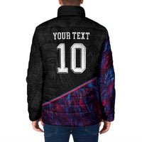 Custom France National Football Padded Jacket Les Bleus Feather Pattern Abstract Fleur-De-Lis Art
