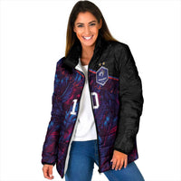Custom France National Football Padded Jacket Les Bleus Feather Pattern Abstract Fleur-De-Lis Art