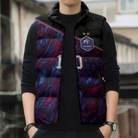 Custom France National Football Sleeveless Puffer Jacket Les Bleus Feather Pattern Abstract Fleur-De-Lis Art