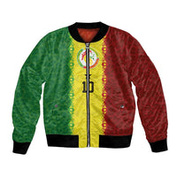 Custom Senegal National Football Bomber Jacket Lions Of Teranga Leopard Print Tribal Flag Graphic