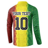 Custom Senegal National Football Button Sweatshirt Lions Of Teranga Leopard Print Tribal Flag Graphic