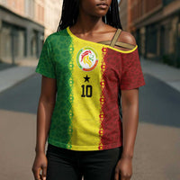 Custom Senegal National Football Cross Shoulder Shirt Lions Of Teranga Leopard Print Tribal Flag Graphic