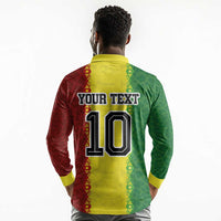 Custom Senegal National Football Long Sleeve Polo Shirt Lions Of Teranga Leopard Print Tribal Flag Graphic