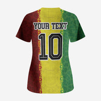 Custom Senegal National Football Scrub Top Lions Of Teranga Leopard Print Tribal Flag Graphic