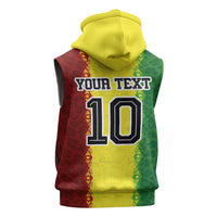 Custom Senegal National Football Sleeveless Hoodie Lions Of Teranga Leopard Print Tribal Flag Graphic