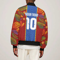 Custom DR Congo National Football Bomber Jacket The Leopards Tropical Jungle Leaf Botanical Art