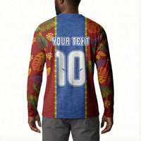 Custom DR Congo National Football Button Sweatshirt The Leopards Tropical Jungle Leaf Botanical Art