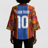 Custom DR Congo National Football Kimono Sleeve Blouse The Leopards Tropical Jungle Leaf Botanical Art