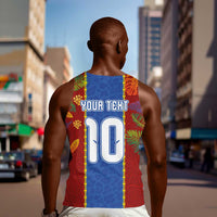 Custom DR Congo National Football Men Tank Top The Leopards Tropical Jungle Leaf Botanical Art