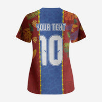 Custom DR Congo National Football Scrub Top The Leopards Tropical Jungle Leaf Botanical Art