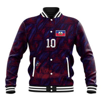 Custom Haiti National Football Baseball Jacket Les Grenadiers Feather Pattern Coat Of Arms Art