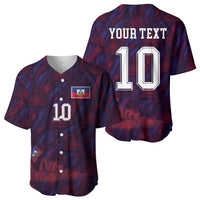 Custom Haiti National Football Baseball Jersey Les Grenadiers Feather Pattern Coat Of Arms Art