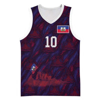 Custom Haiti National Football Basketball Jersey Les Grenadiers Feather Pattern Coat Of Arms Art
