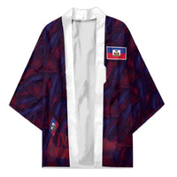 Custom Haiti National Football Kimono Les Grenadiers Feather Pattern Coat Of Arms Art