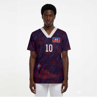 Custom Haiti National Football Scrub Top Les Grenadiers Feather Pattern Coat Of Arms Art