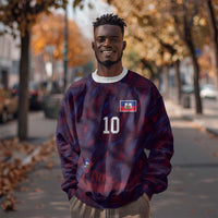 Custom Haiti National Football Sweatshirt Les Grenadiers Feather Pattern Coat Of Arms Art