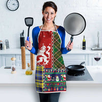 Scottish Christmas Apron Scotland Lion and Xmas Elements Patch Style - Wonder Print Shop