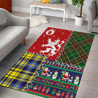 Scottish Christmas Area Rug Scotland Lion and Xmas Elements Patch Style - Wonder Print Shop