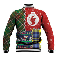 Scottish Christmas Baseball Jacket Scotland Lion and Xmas Elements Patch Style - Wonder Print Shop