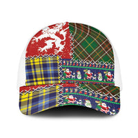 Scottish Christmas Baseball Net Cap Scotland Lion and Xmas Elements Patch Style - Wonder Print Shop