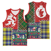 Scottish Christmas Basketball Jersey Scotland Lion and Xmas Elements Patch Style - Wonder Print Shop