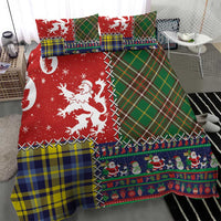 Scottish Christmas Bedding Set Scotland Lion and Xmas Elements Patch Style - Wonder Print Shop